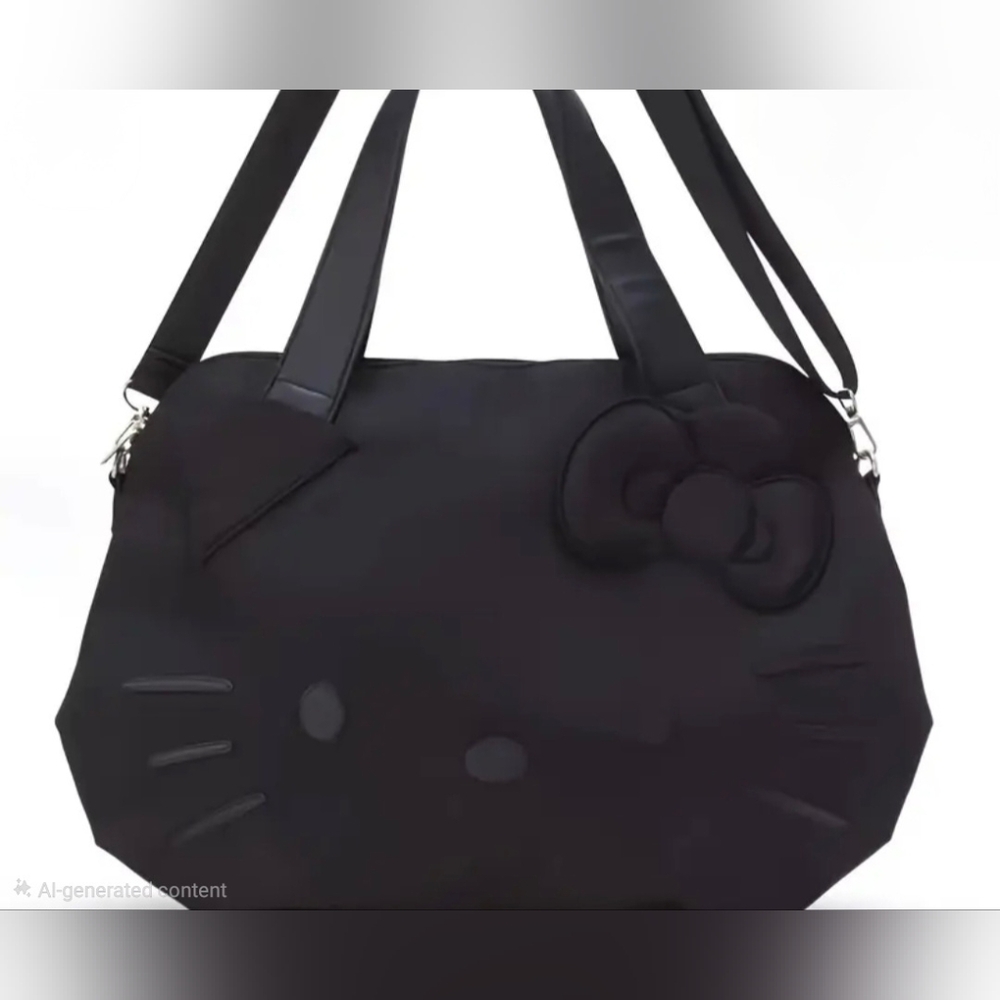Hello Kitty Tote, NEW! Black On Black - Picture 2 of 6